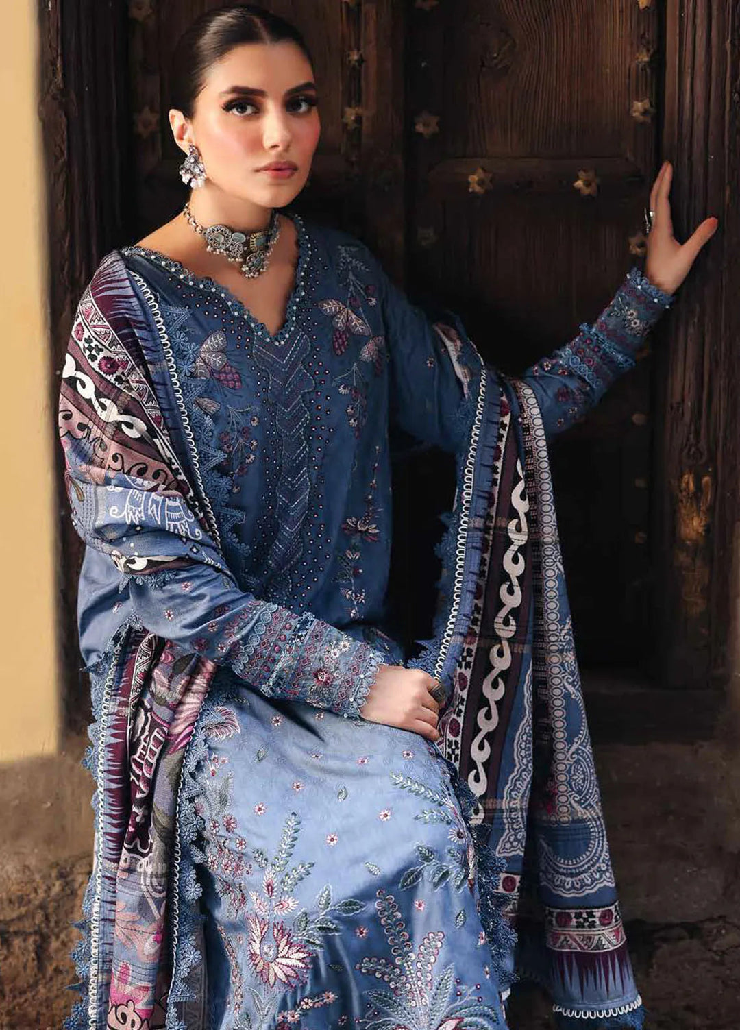 Maya By Nureh Embroidered Linen Suit Unstitched 3 Piece NU24MUL NW-85 - Fall Collection