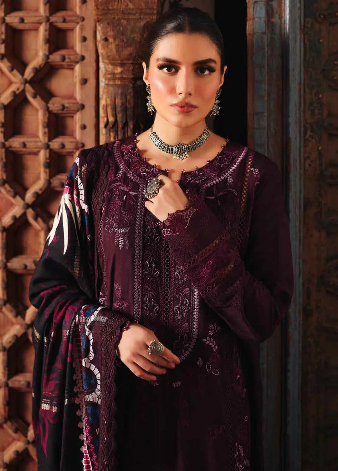 Maya By Nureh Embroidered Linen Suit Unstitched 3 Piece NU24MUL NW-86 - Fall Collection
