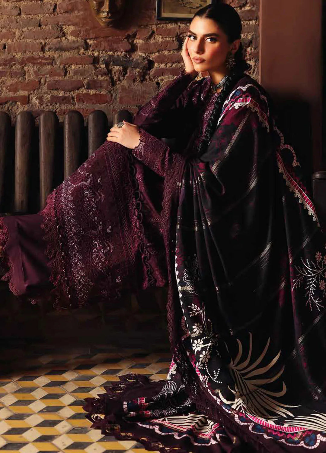 Maya By Nureh Embroidered Linen Suit Unstitched 3 Piece NU24MUL NW-86 - Fall Collection