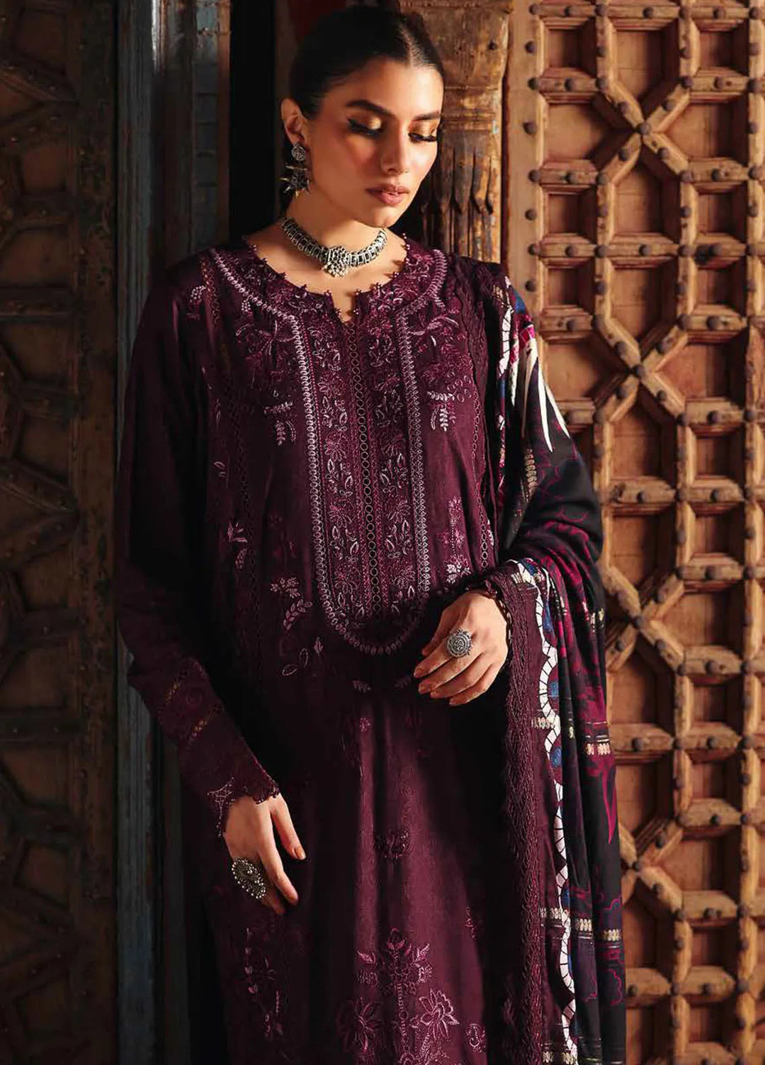 Maya By Nureh Embroidered Linen Suit Unstitched 3 Piece NU24MUL NW-86 - Fall Collection