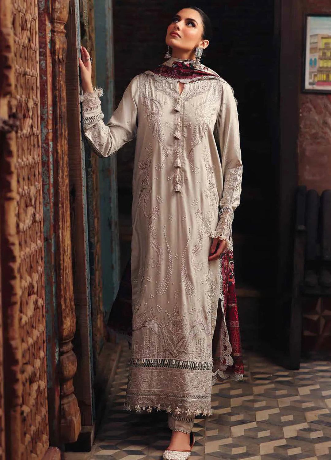 Maya By Nureh Embroidered Linen Suit Unstitched 3 Piece NU24MUL NW-87 - Fall Collection