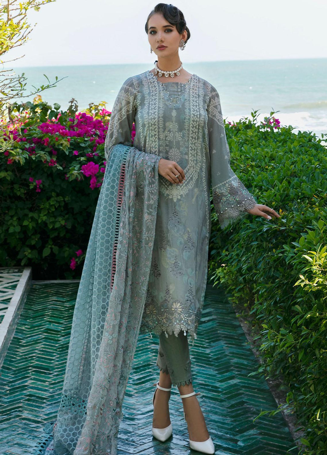 Maya By Nureh Embroidered Swiss Lawn Suits Unstitched 3 Piece NU23ML NS-71 - Luxury Summer Collection