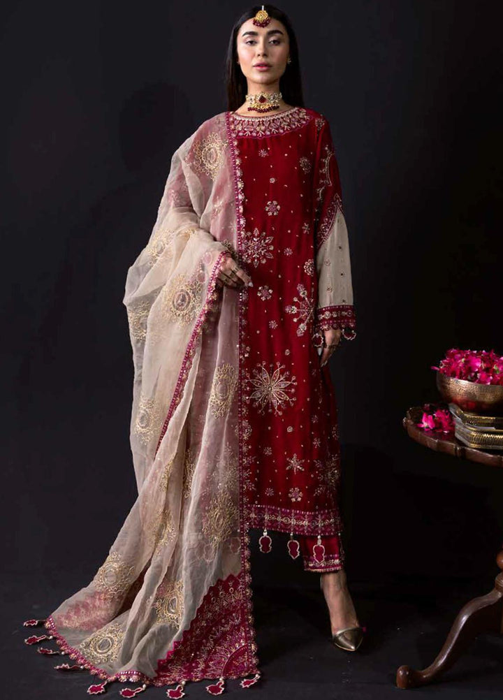 Maya by Nureh Embroidered Velvet Suits Unstitched 3 Piece NU22MV NV-15 Shabo - Luxury Collection