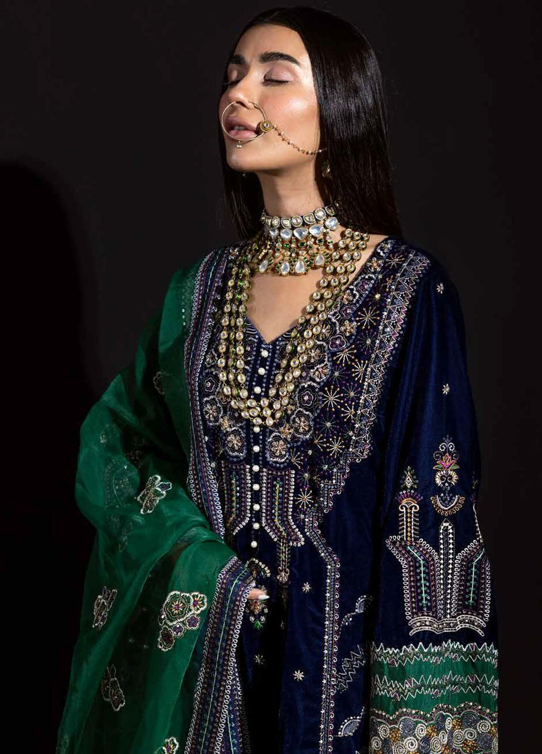 Maya by Nureh Embroidered Velvet Suits Unstitched 3 Piece NU22MV NV-18 Nur - Luxury Collection