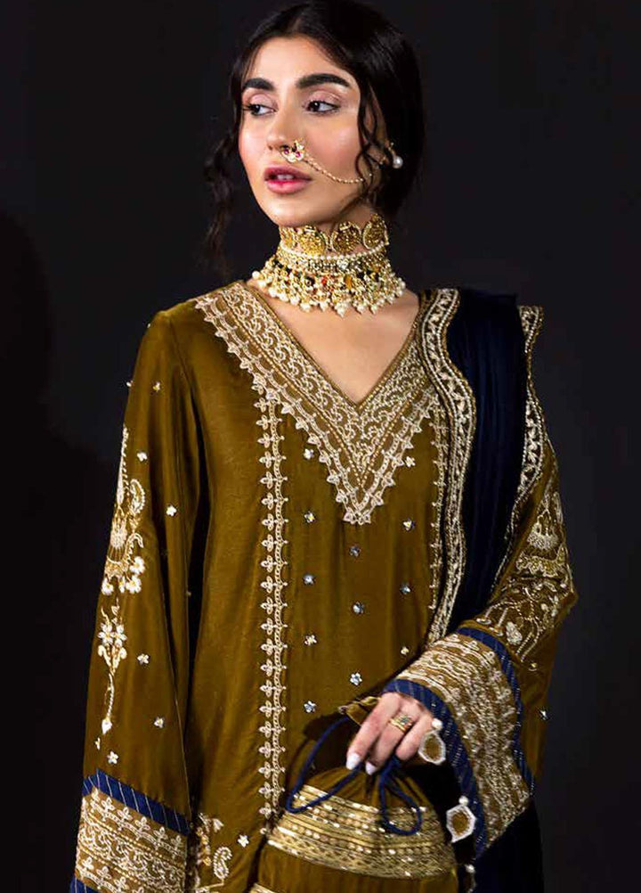 Maya by Nureh Embroidered Velvet Suits Unstitched 3 Piece NU22MV NV-19 Benaras - Luxury Collection