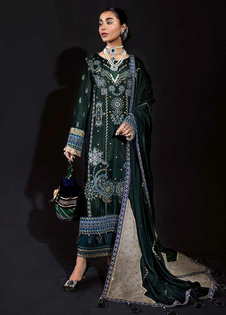 Maya by Nureh Embroidered Velvet Suits Unstitched 3 Piece NU22MV NV-20 Gul - Luxury Collection