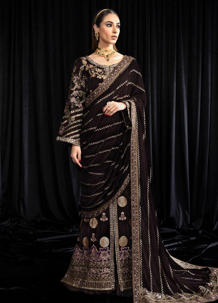 Maya By Nureh Embroidered Velvet Suits Unstitched 3 Piece NU23MYV NS-103 Moore - Winter Collection