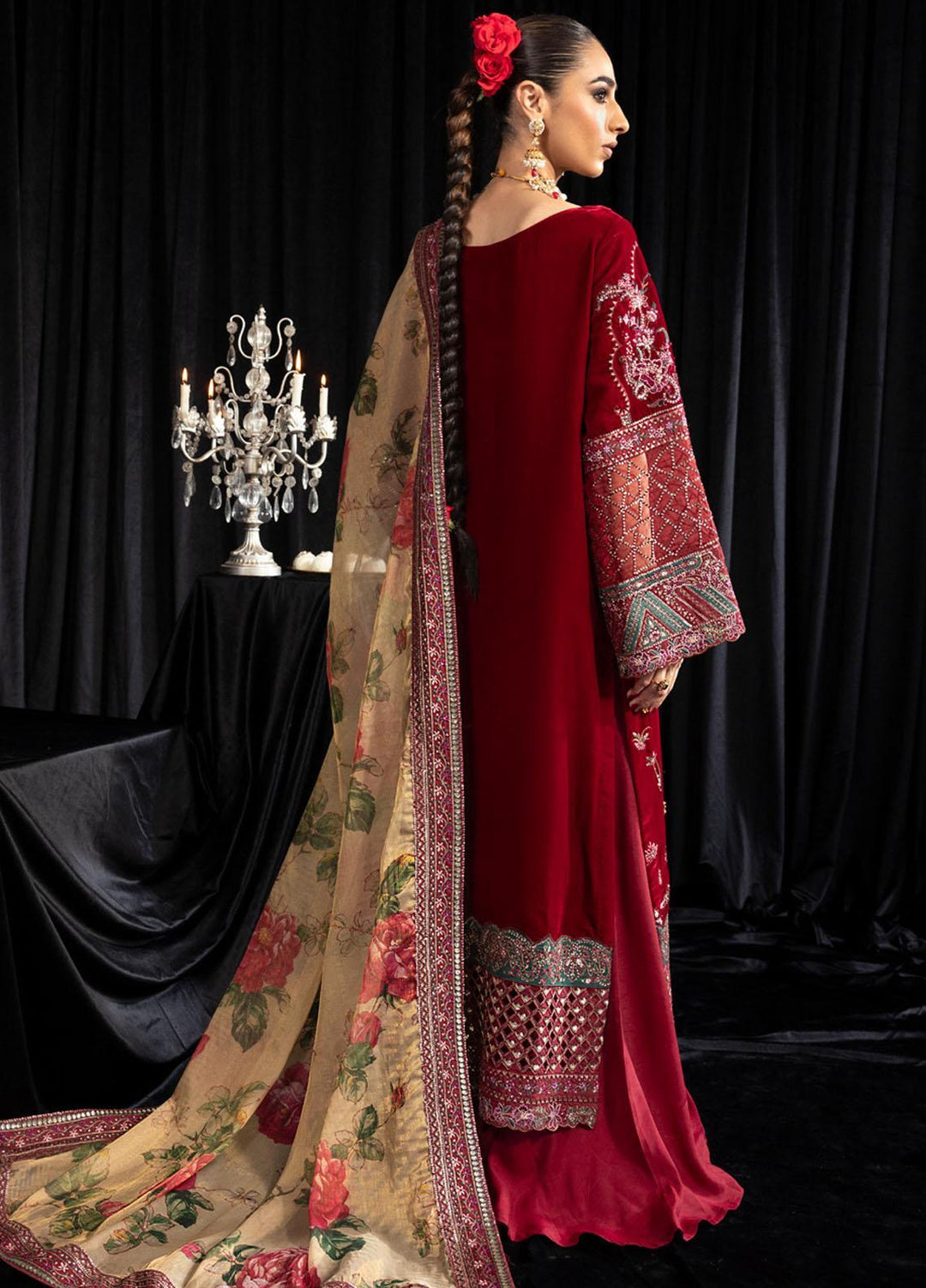 Maya By Nureh Embroidered Velvet Suits Unstitched 3 Piece NU23MYV NS-106 Elisa - Winter Collection