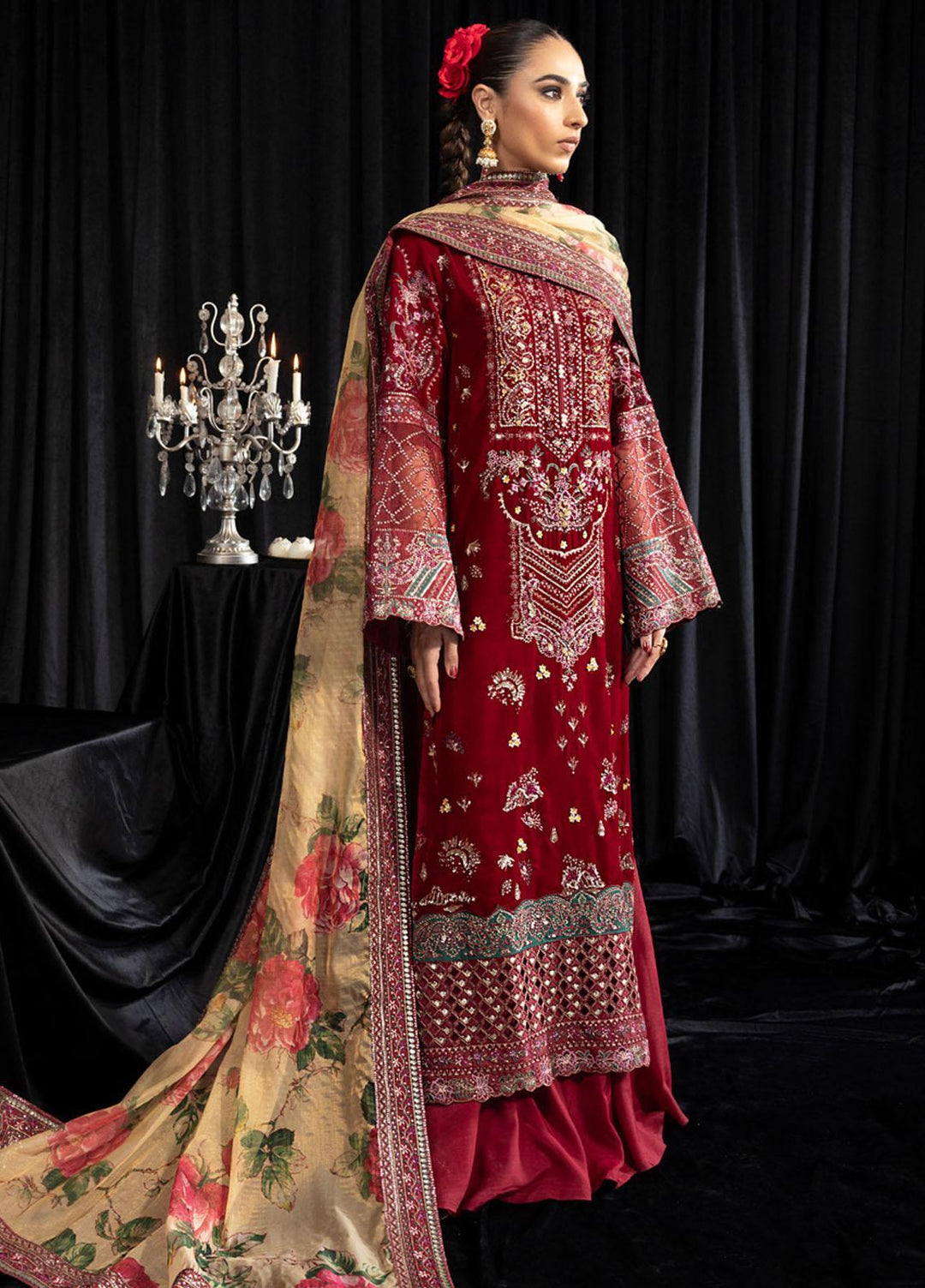 Maya By Nureh Embroidered Velvet Suits Unstitched 3 Piece NU23MYV NS-106 Elisa - Winter Collection