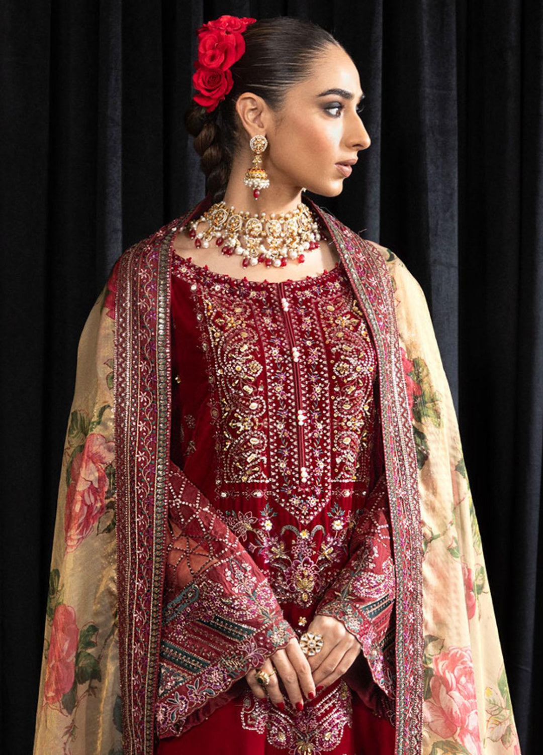 Maya By Nureh Embroidered Velvet Suits Unstitched 3 Piece NU23MYV NS-106 Elisa - Winter Collection