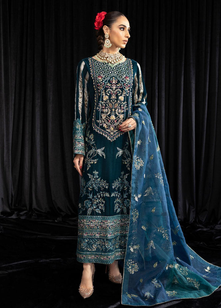 Maya By Nureh Embroidered Velvet Suits Unstitched 3 Piece NU23MYV NS-107 Lehar - Winter Collection