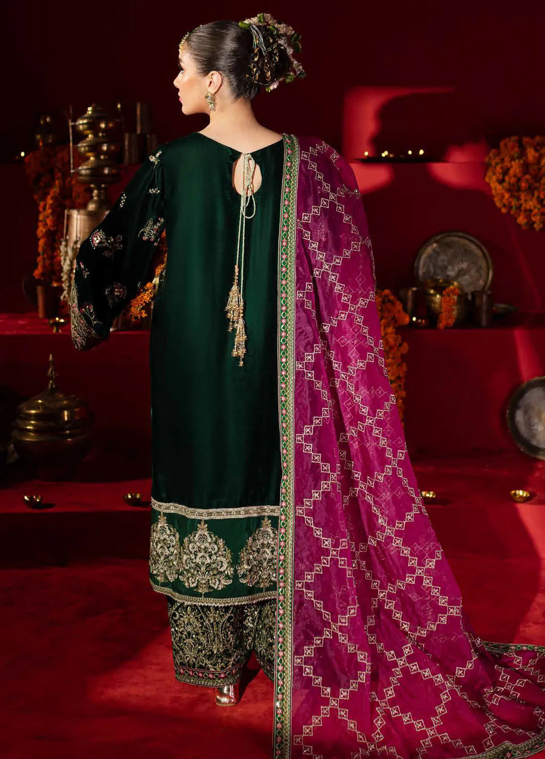 Maya By Nureh Embroidered Velvet Suit Unstitched 3 Piece NU24MV NW-88 - Luxury Collection