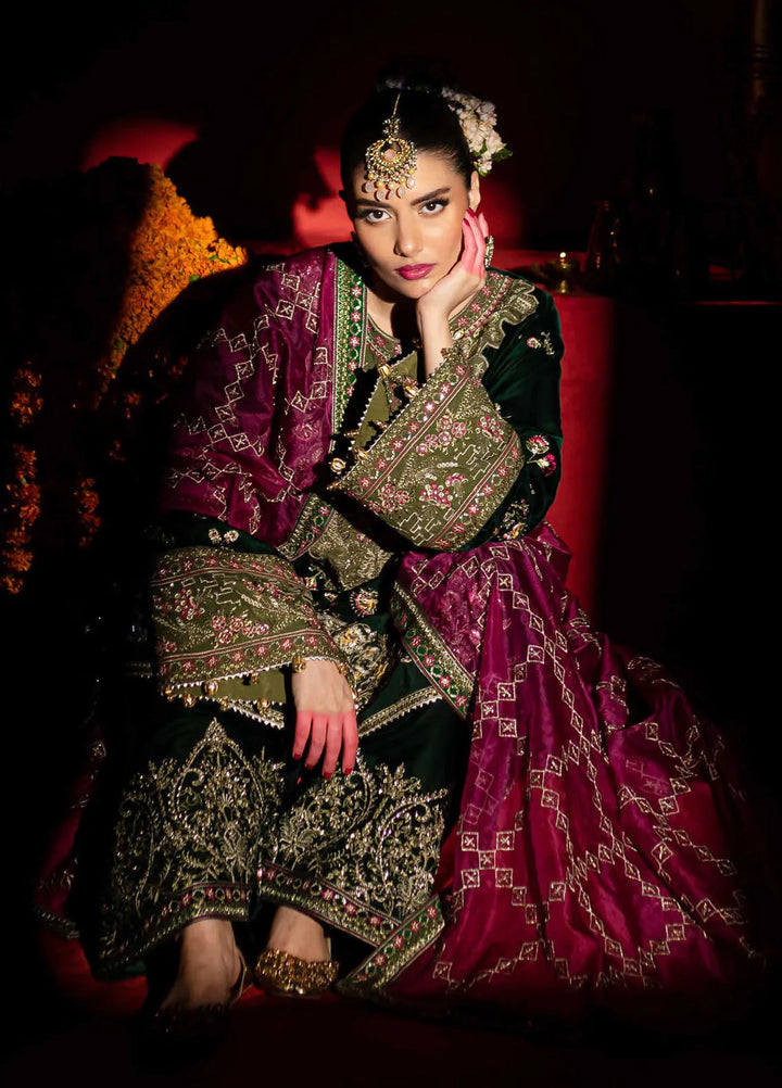 Maya By Nureh Embroidered Velvet Suit Unstitched 3 Piece NU24MV NW-88 - Luxury Collection