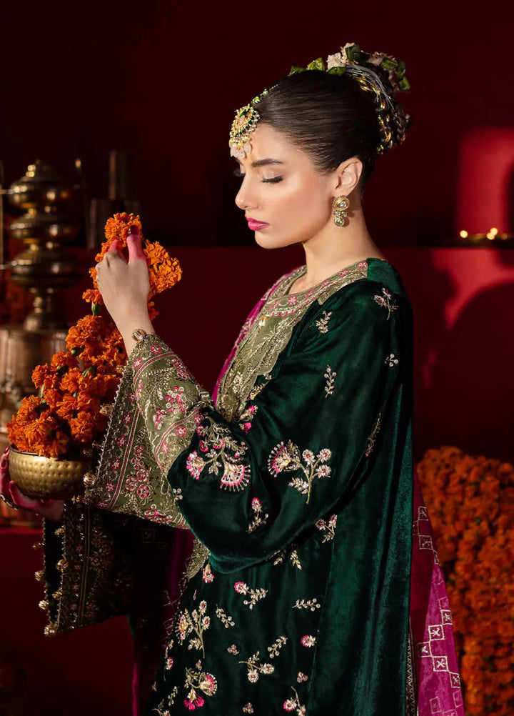 Maya By Nureh Embroidered Velvet Suit Unstitched 3 Piece NU24MV NW-88 - Luxury Collection