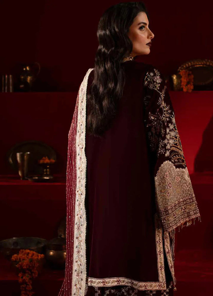 Maya By Nureh Embroidered Velvet Suit Unstitched 3 Piece NU24MV NW-89 - Luxury Collection