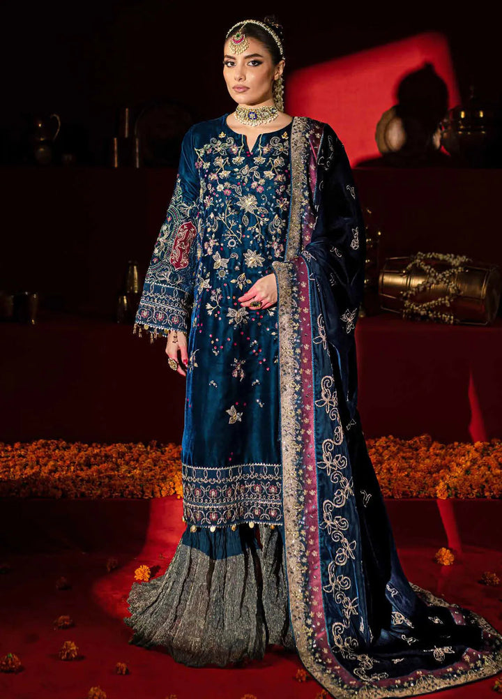 Maya By Nureh Embroidered Velvet Suit Unstitched 3 Piece NU24MV NW-90 - Luxury Collection