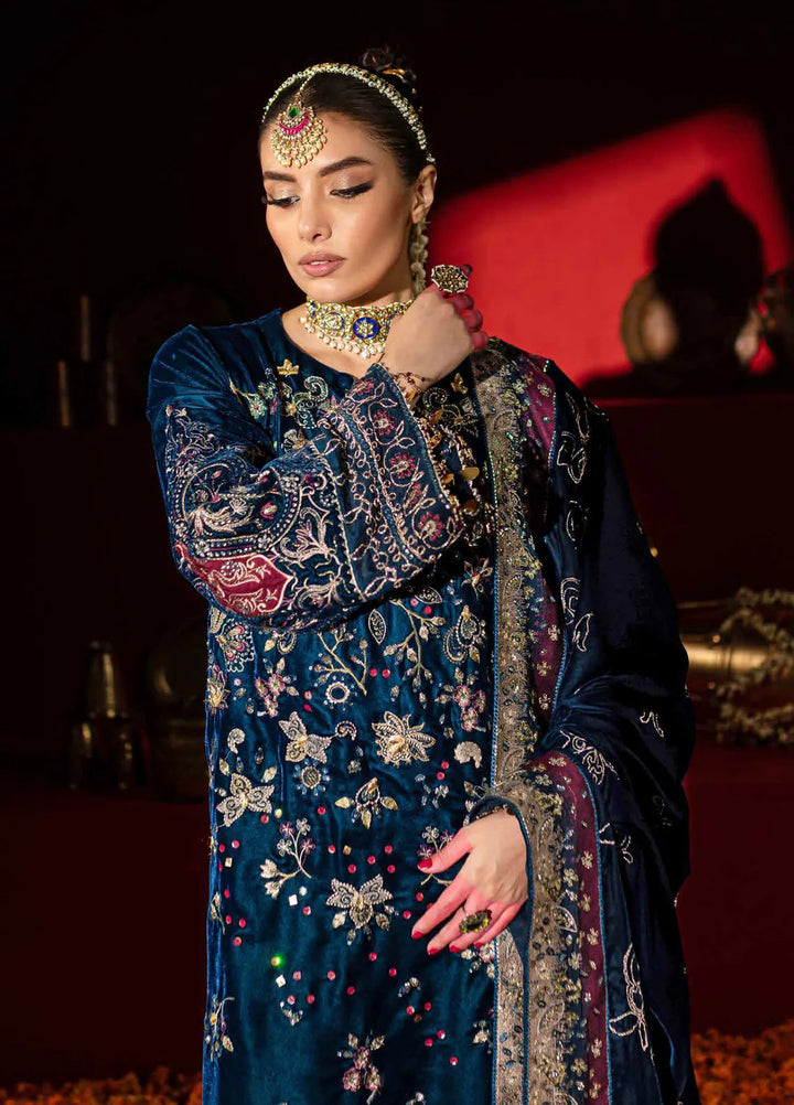 Maya By Nureh Embroidered Velvet Suit Unstitched 3 Piece NU24MV NW-90 - Luxury Collection
