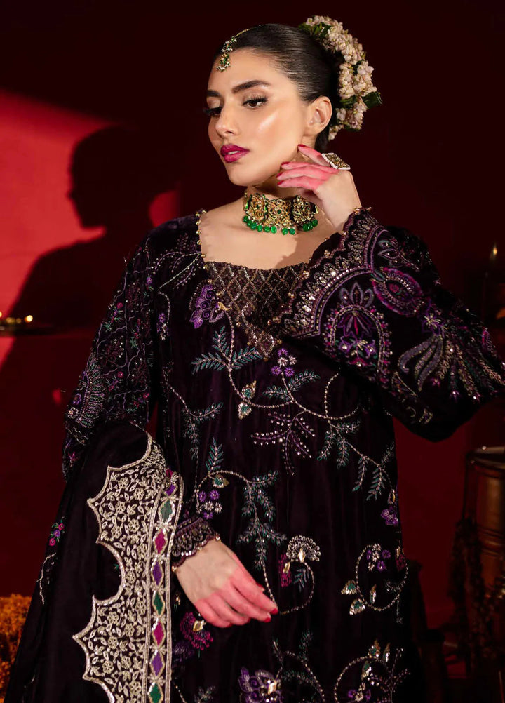 Maya By Nureh Embroidered Velvet Suit Unstitched 3 Piece NU24MV NW-91 - Luxury Collection