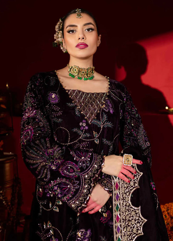 Maya By Nureh Embroidered Velvet Suit Unstitched 3 Piece NU24MV NW-91 - Luxury Collection