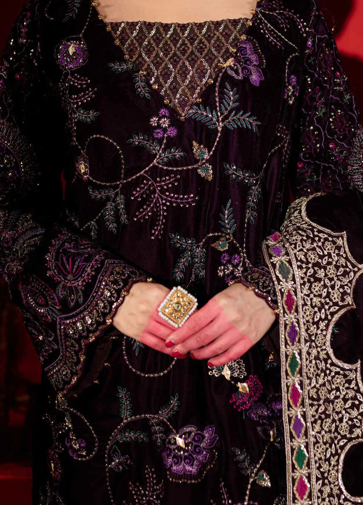 Maya By Nureh Embroidered Velvet Suit Unstitched 3 Piece NU24MV NW-91 - Luxury Collection