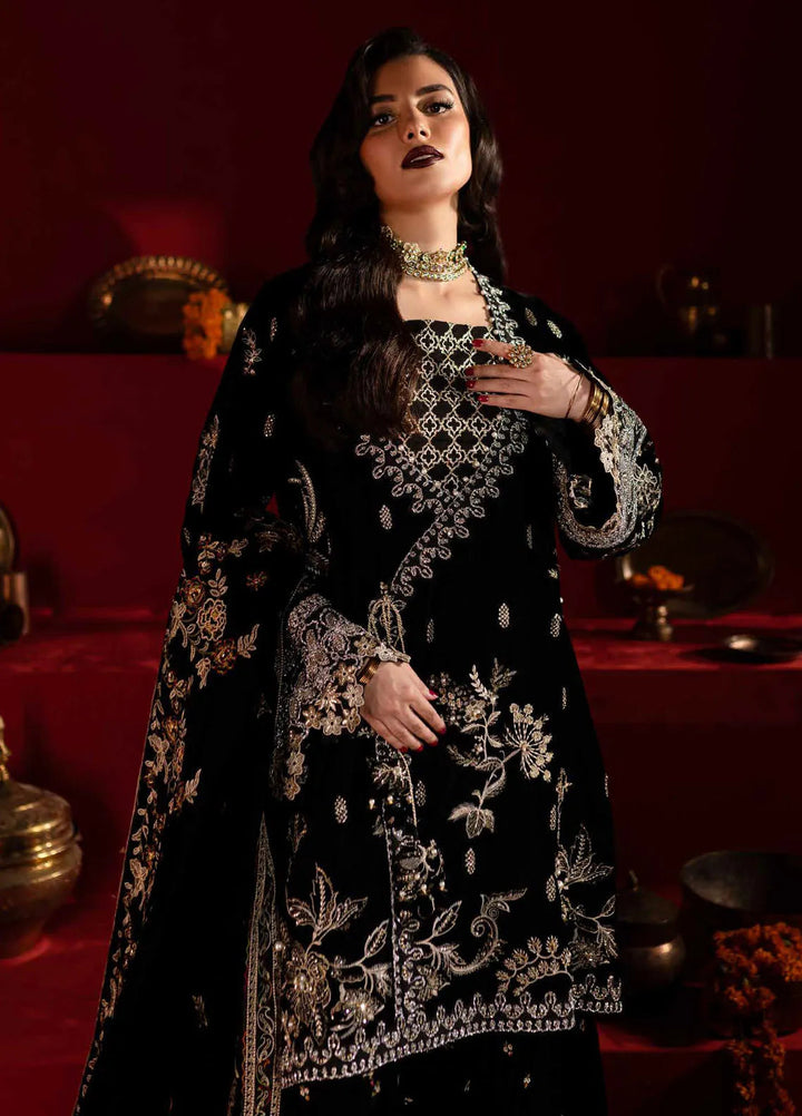 Maya By Nureh Embroidered Velvet Suit Unstitched 3 Piece NU24MV NW-92 - Luxury Collection