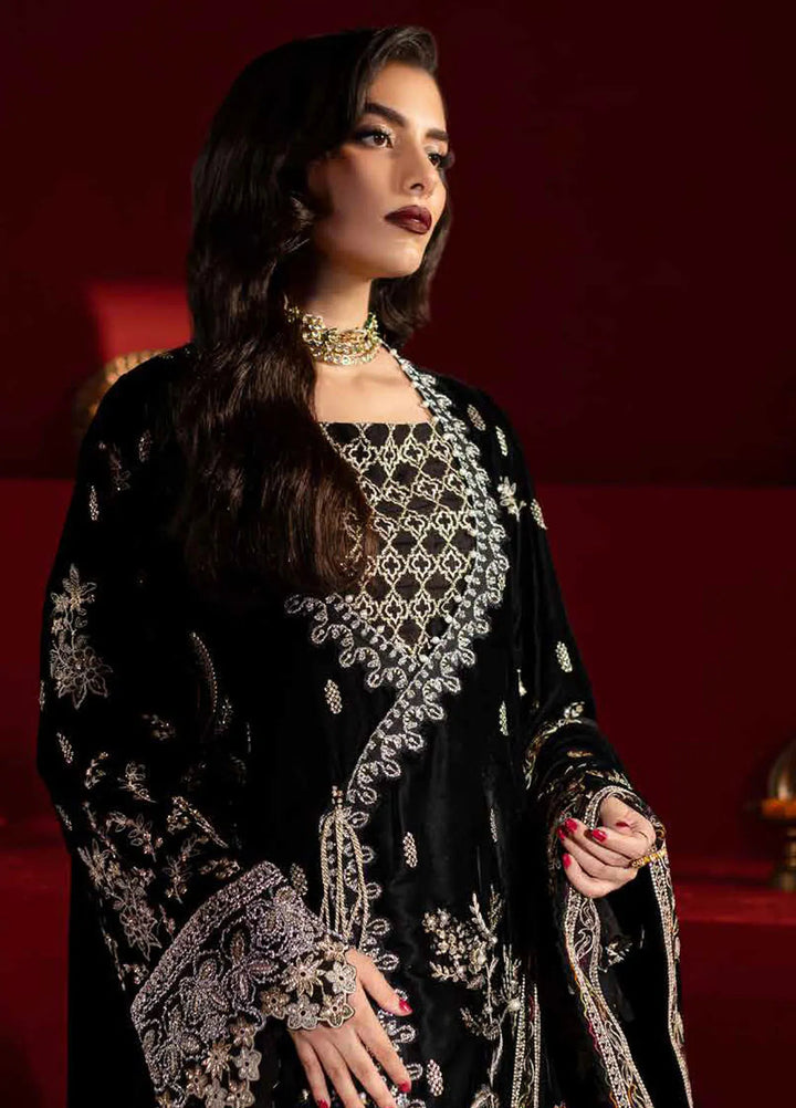 Maya By Nureh Embroidered Velvet Suit Unstitched 3 Piece NU24MV NW-92 - Luxury Collection