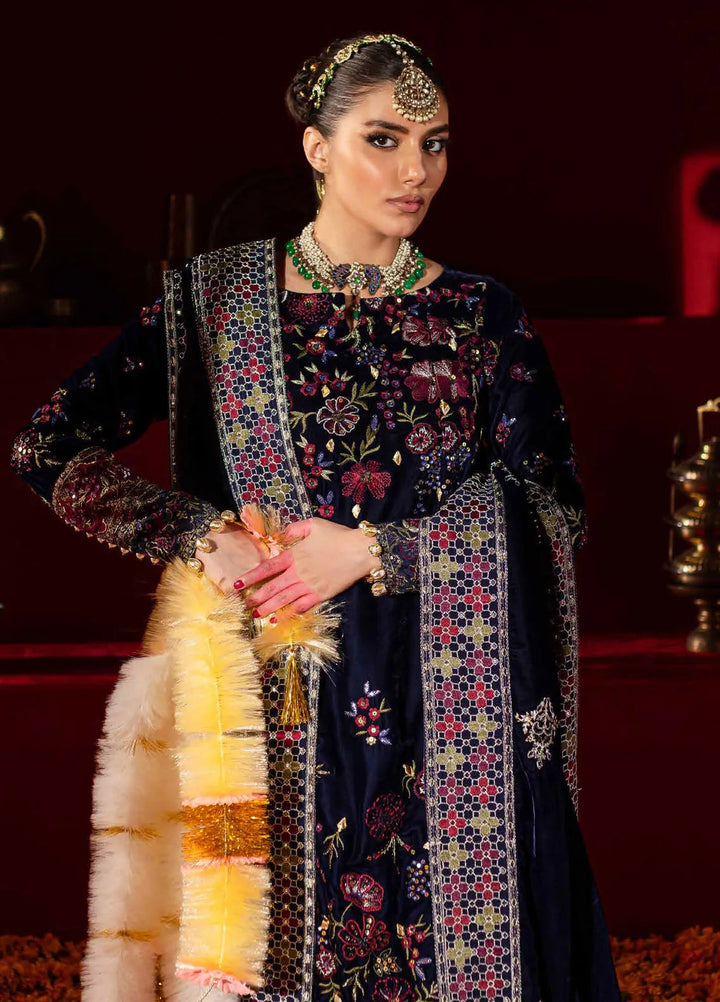 Maya By Nureh Embroidered Velvet Suit Unstitched 3 Piece NU24MV NW-93 - Luxury Collection