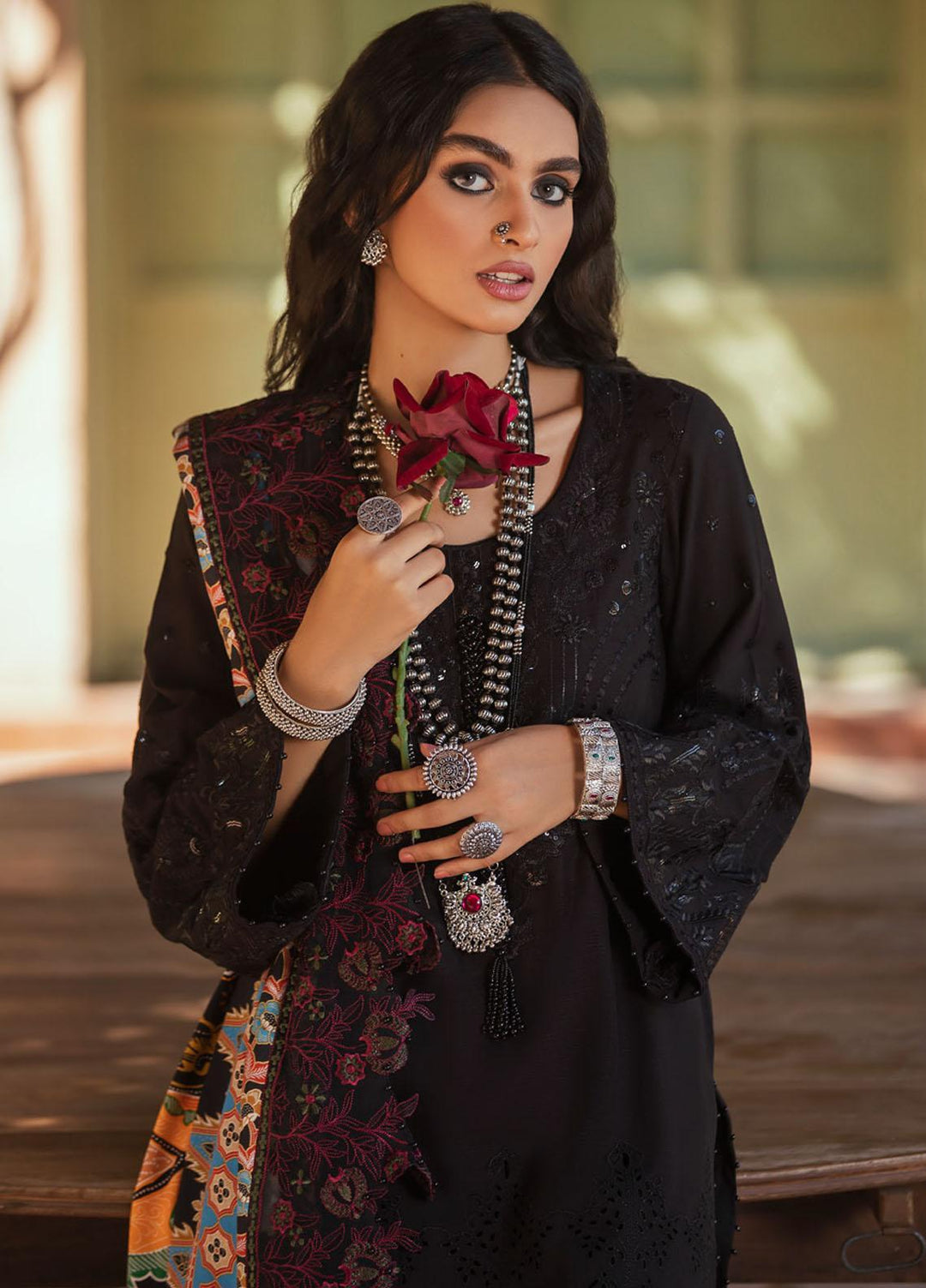 Maya by Nureh Embriodered Slub Khaddar Suits Unstitched 3 Piece NU21MK NW-35 SUREELI - Winter Collection