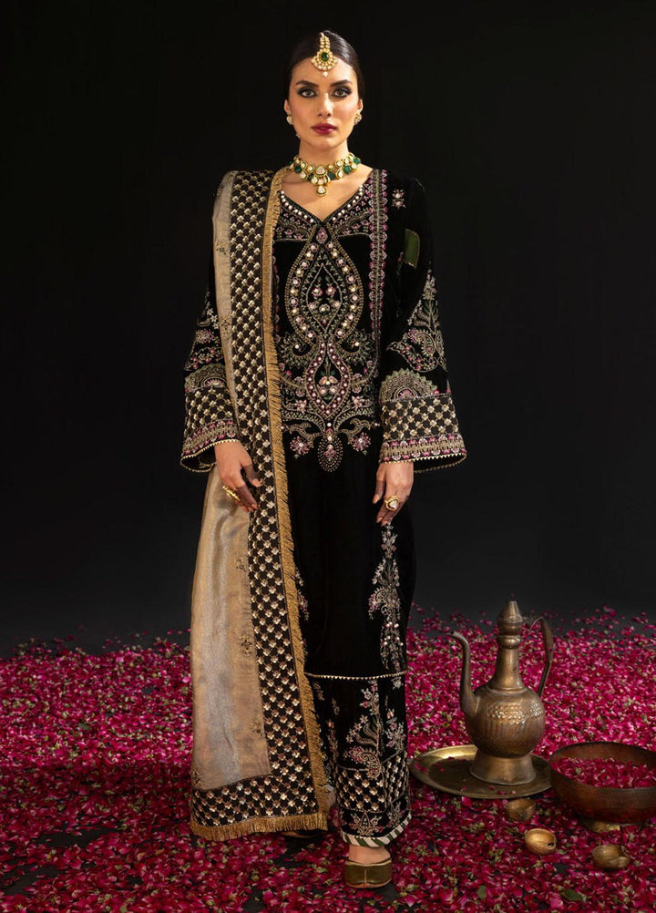 Maya By Nureh Embroidered Velvet Suits Unstitched 3 Piece NU23MV NS-97 - Luxury Collection