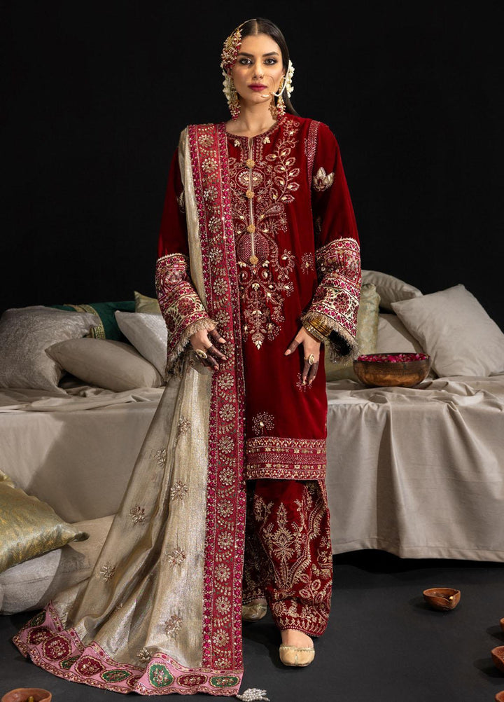 Maya By Nureh Embroidered Velvet Suits Unstitched 3 Piece NU23MV NS-98 - Luxury Collection