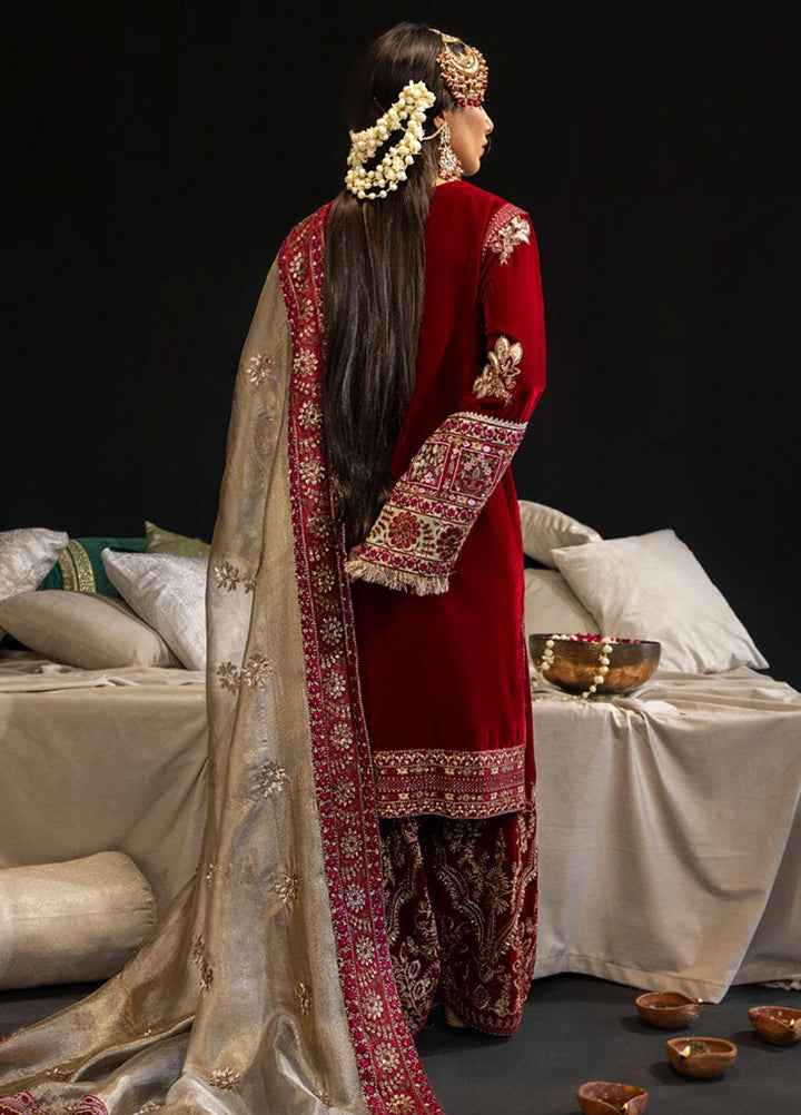 Maya By Nureh Embroidered Velvet Suits Unstitched 3 Piece NU23MV NS-98 - Luxury Collection