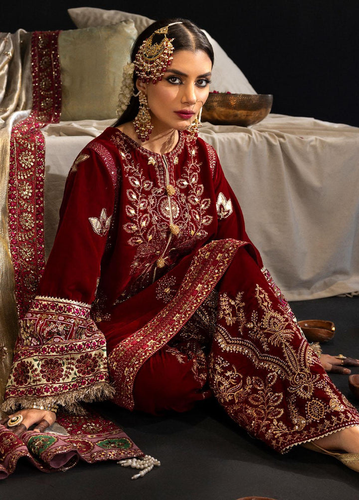 Maya By Nureh Embroidered Velvet Suits Unstitched 3 Piece NU23MV NS-98 - Luxury Collection