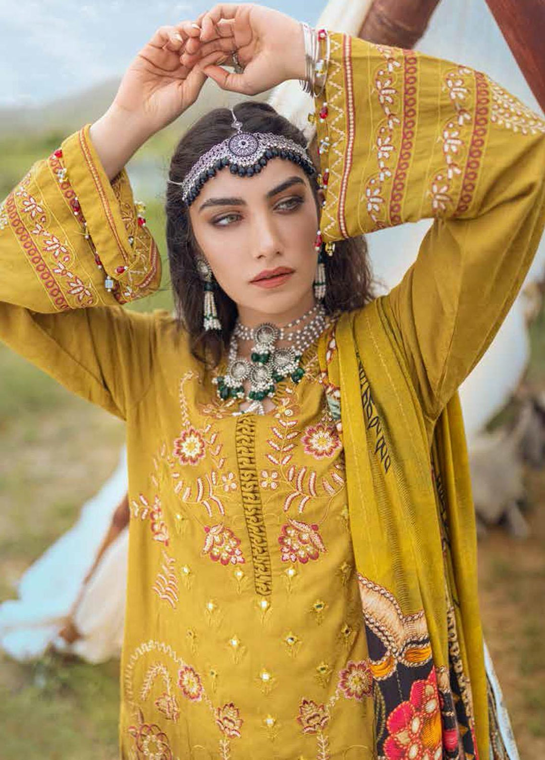 Maya Heerni By Nureh Embroidered Linen Suits Unstitched 3 Piece NU22MH NW-58 - Winter Collection