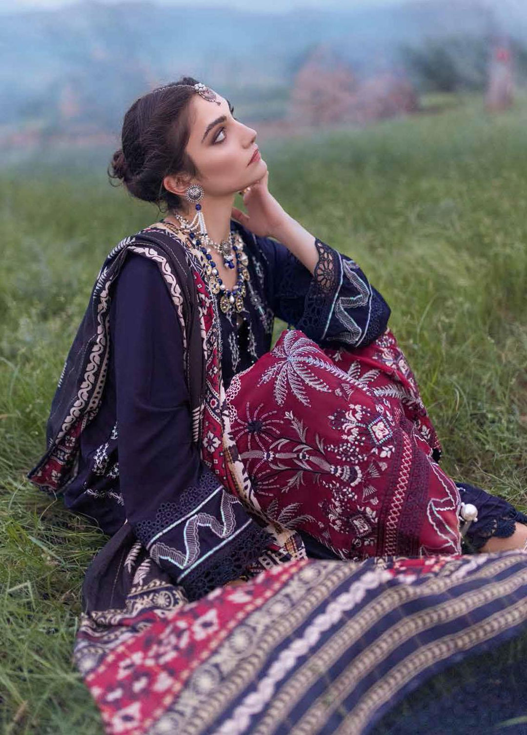 Maya Heerni By Nureh Embroidered Linen Suits Unstitched 3 Piece NU22MH NW-59 - Winter Collection