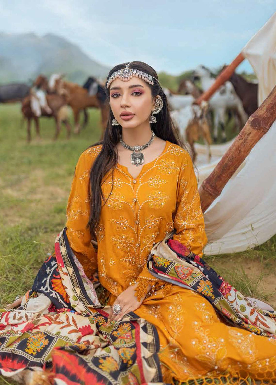 Maya Heerni By Nureh Embroidered Linen Suits Unstitched 3 Piece NU22MH NW-63 - Winter Collection