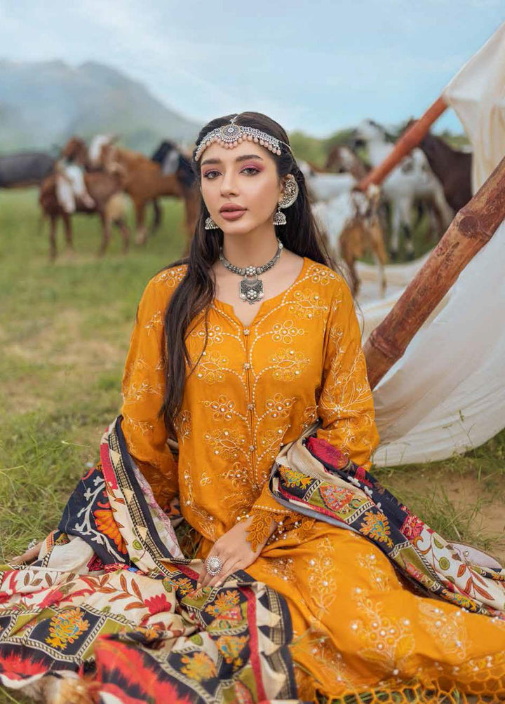 Maya Heerni By Nureh Embroidered Linen Suits Unstitched 3 Piece NU22MH NW-63 - Winter Collection