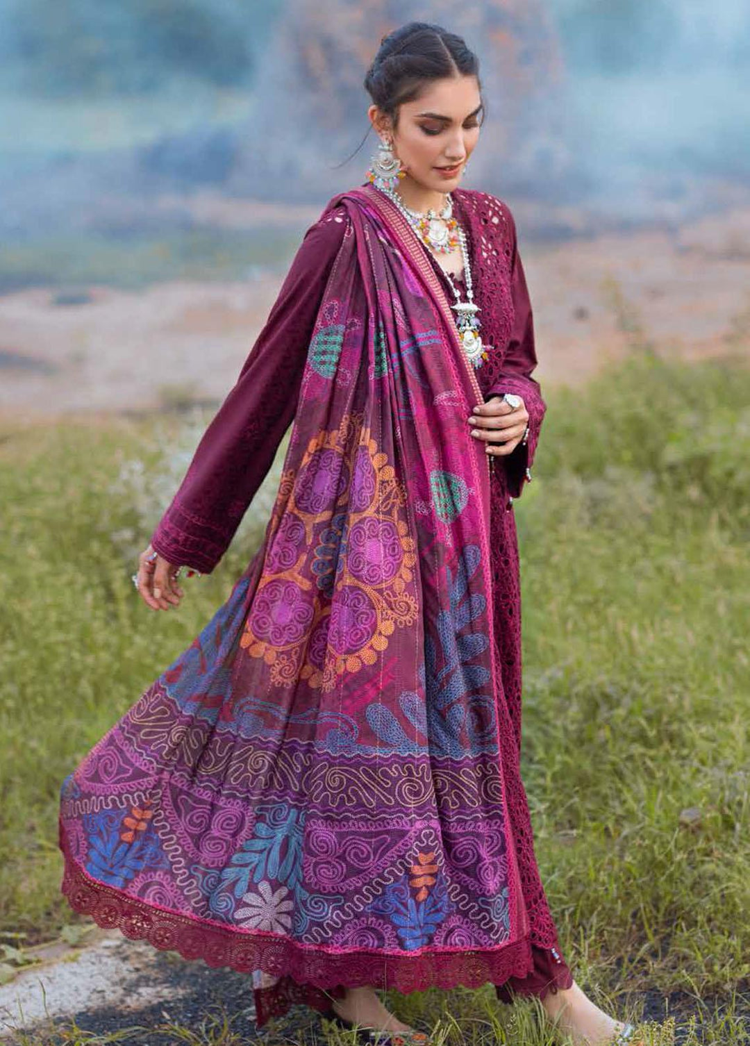 Maya Heerni By Nureh Embroidered Linen Suits Unstitched 3 Piece NU22MH NW-64 - Winter Collection