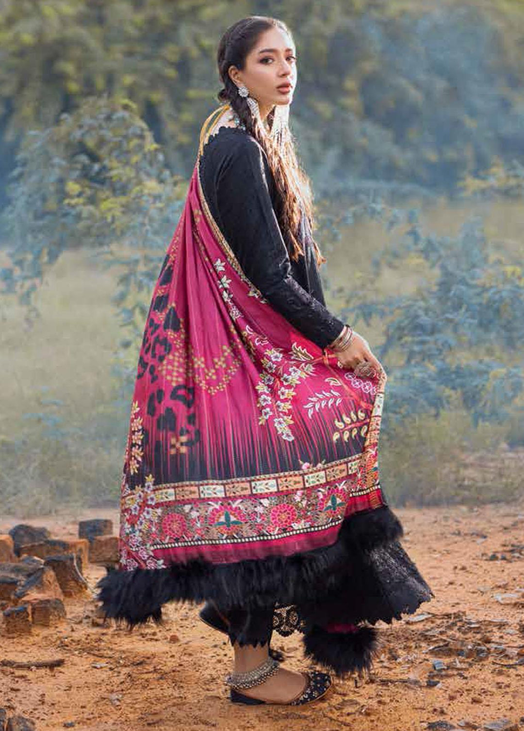 Maya Heerni By Nureh Embroidered Linen Suits Unstitched 3 Piece NU22MH NW-65 - Winter Collection