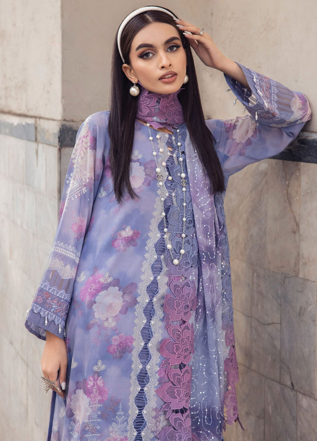 Maya Swiss by Nureh Embroidered Swiss Lawn Suits Unstitched 3 Piece NU24MS NS-119 - Summer Collection