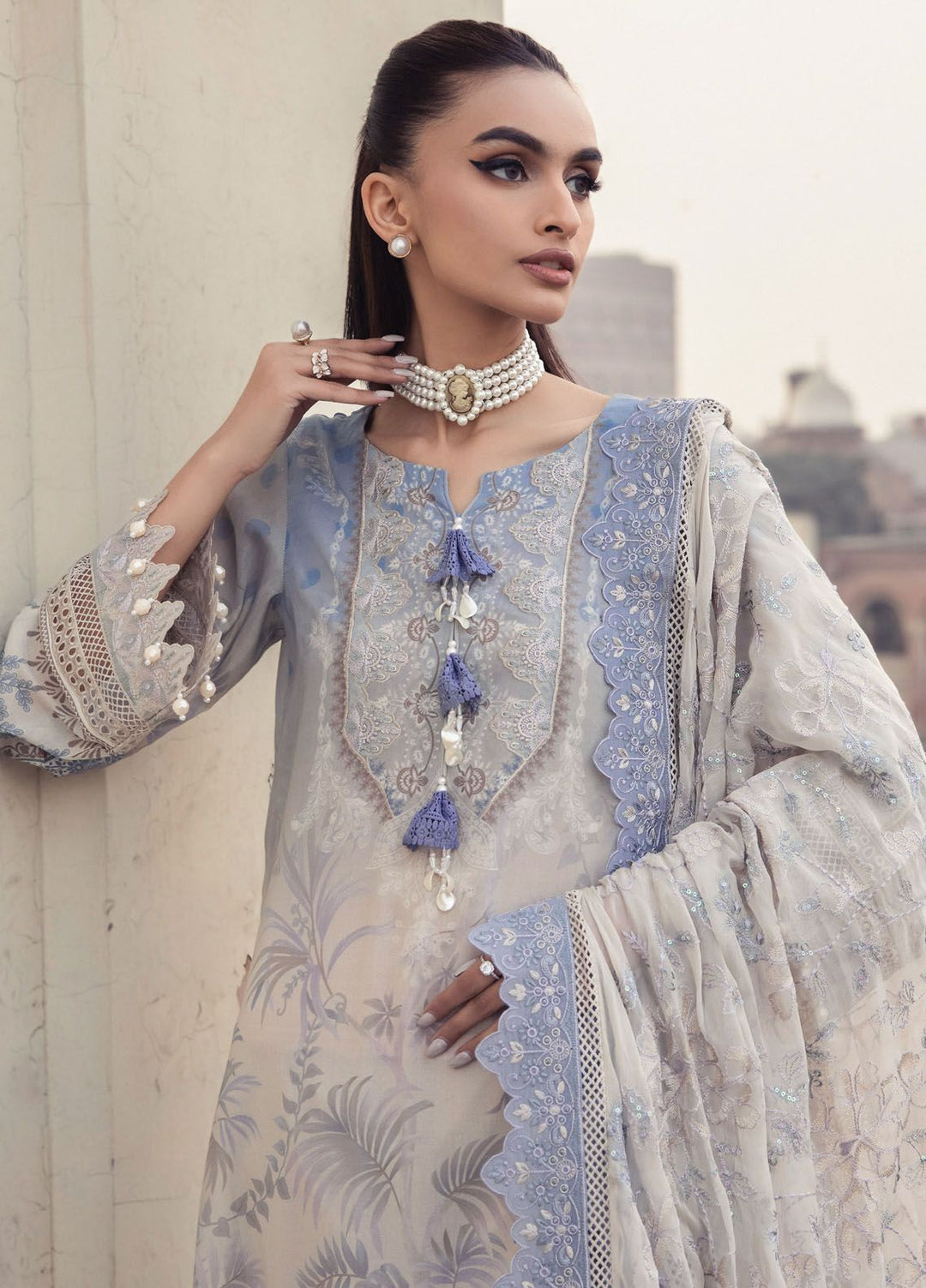 Maya Swiss by Nureh Embroidered Swiss Lawn Suits Unstitched 3 Piece NU24MS NS-122 - Summer Collection