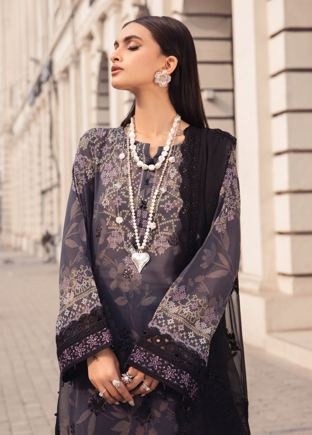 Maya Swiss by Nureh Embroidered Swiss Lawn Suits Unstitched 3 Piece NU24MS NS-123 - Summer Collection