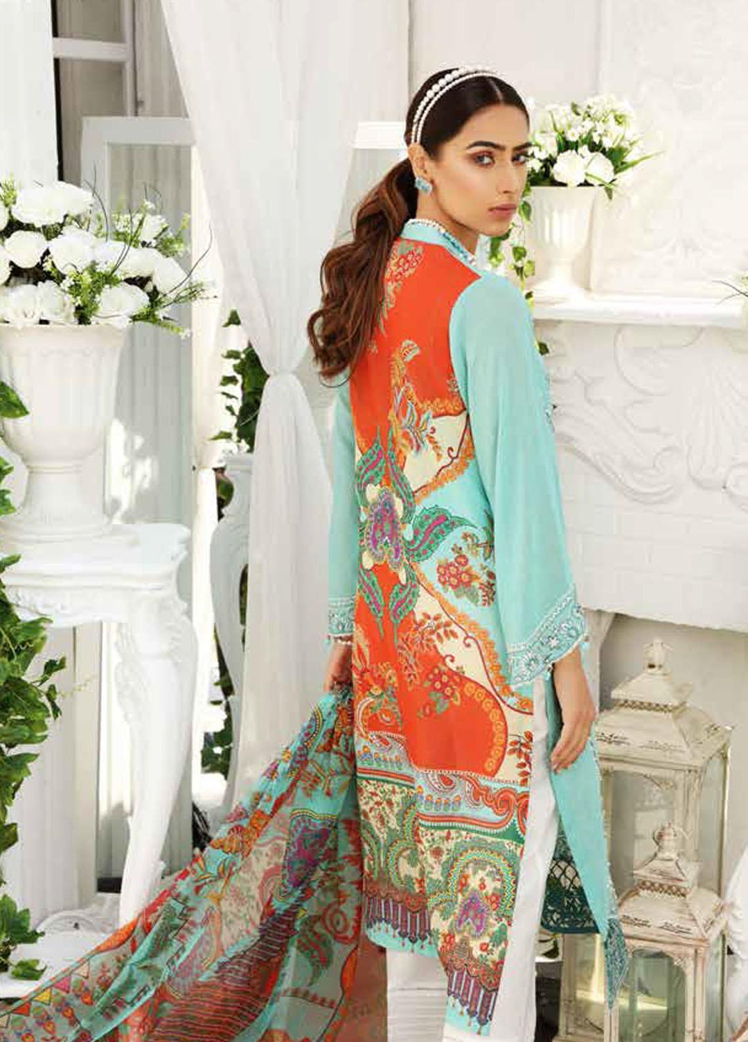 Maya by Nureh Embroidered Lawn Unstitched 3 Piece Suit NU21M 10 Aqua Stone - Summer Collection