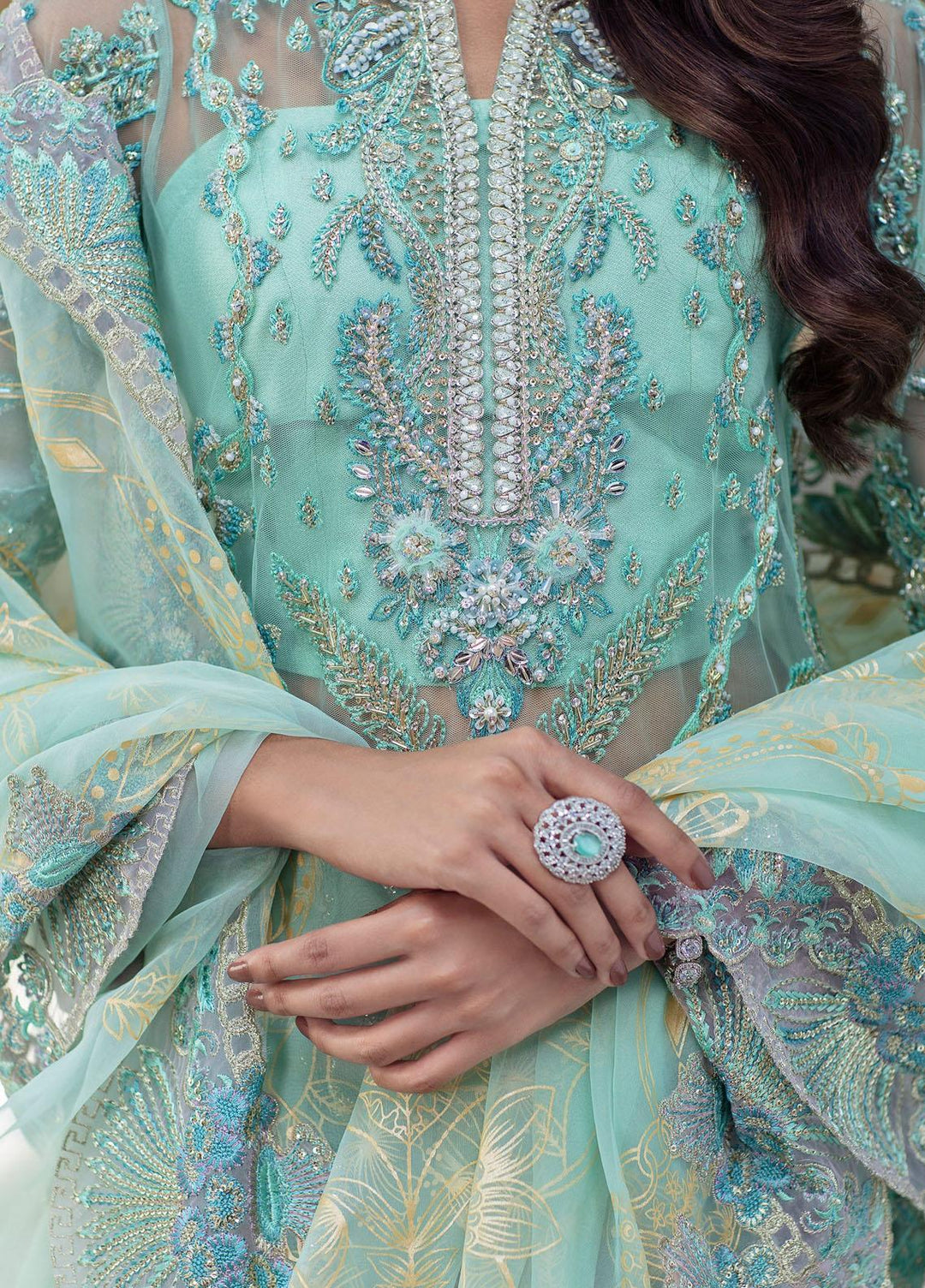 Mayal By Suveez Embroidered Net Suits Unstitched 3 Piece SZ22M LP-03 Shehab - Luxury Collection