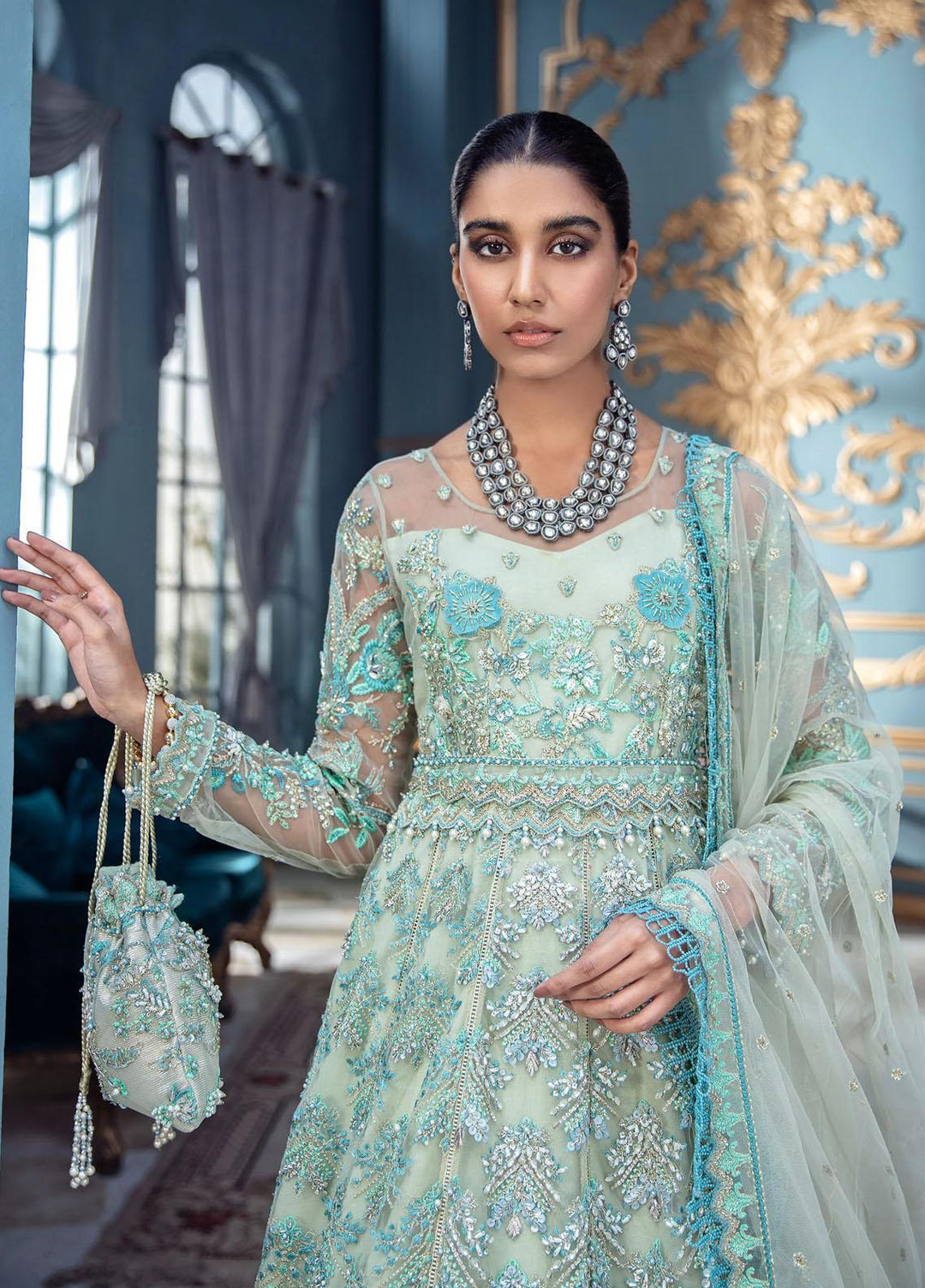 Mayal By Suveez Embroidered Net Suits Unstitched 3 Piece SZ22M LP-10 Mahrosh - Luxury Collection