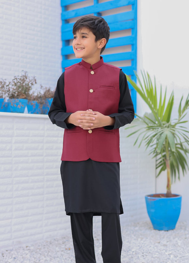 Mazham Plain Boys Kurta Trouser N Waistcoat - BKTWMSW-K