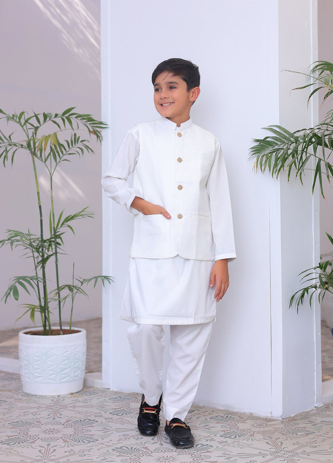 Mazham Plain Boys Kurta Trouser N Waistcoat - OWKTWSW-K