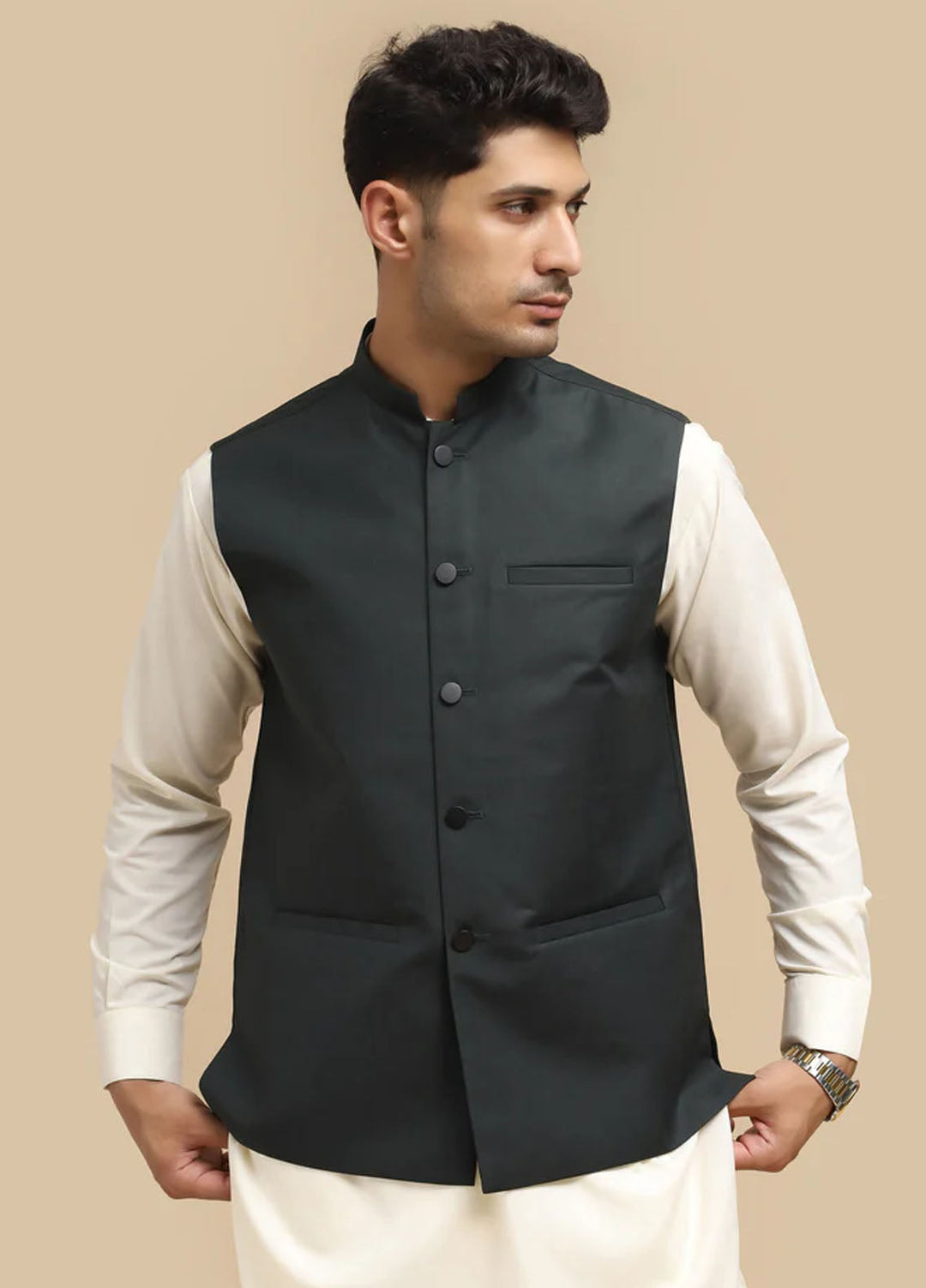 Mazham Pret Plain Blended 3 Piece Suit BKTWAGSW