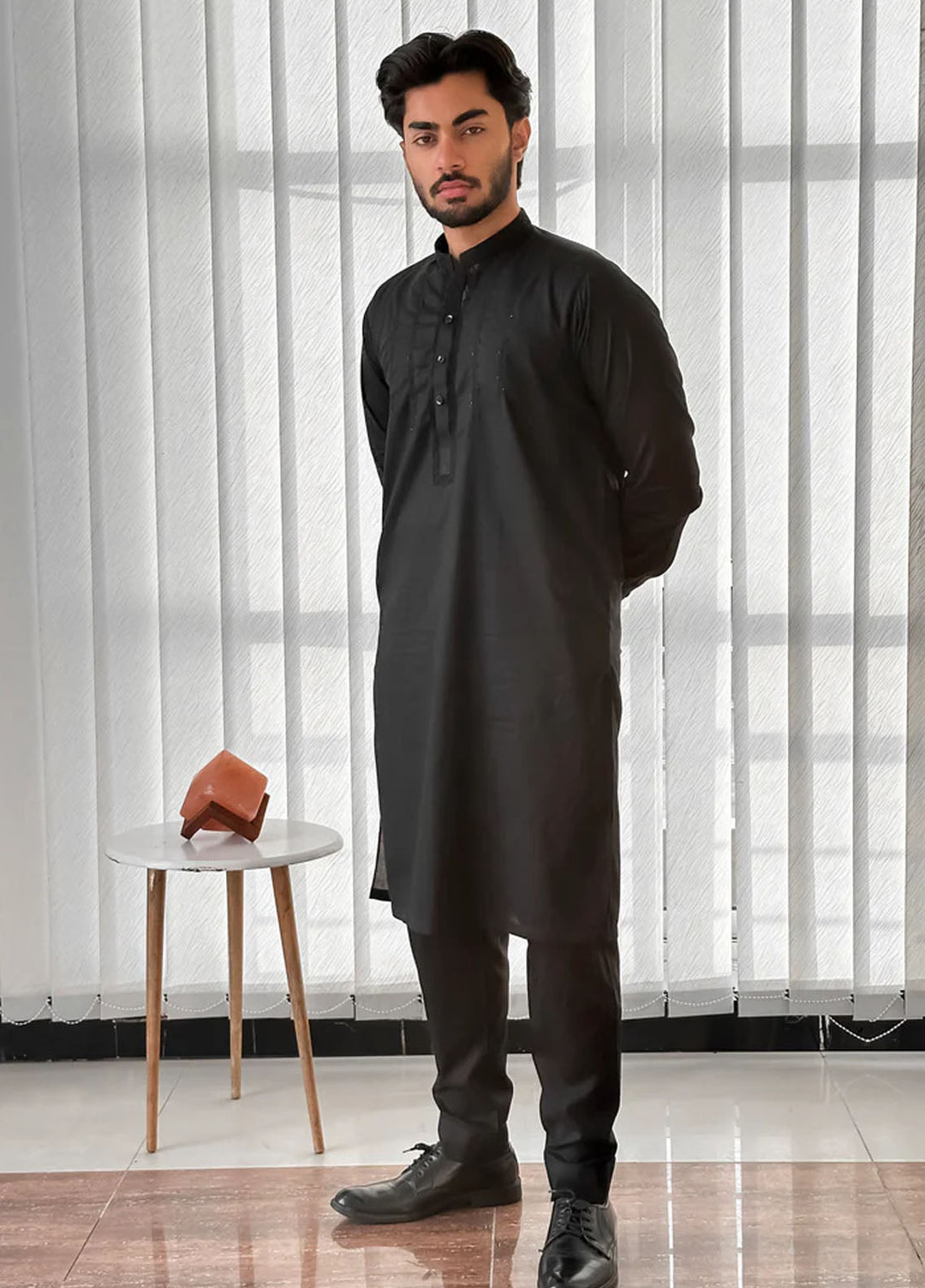 Mazham Pret Plain Cotton Kurta-Pajama BMT4-S