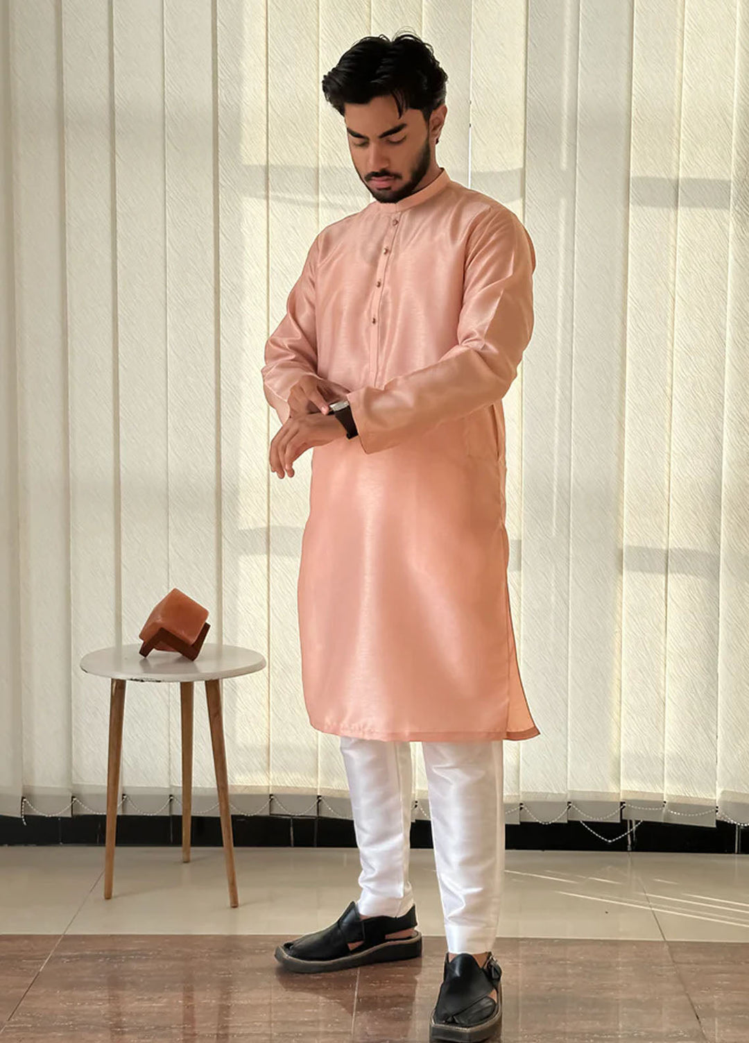 Mazham Pret Plain Raw Silk Kurta-Pajama PPKT-S-M