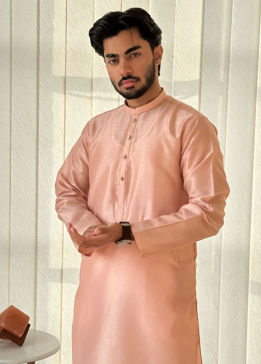 Mazham Pret Plain Raw Silk Kurta-Pajama PPKT-S-M